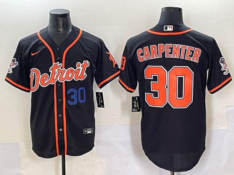 Men 2025 Detroit Tigers #30 Carpenter Black Joint Name Nike MLB Jersey style 2
